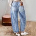 High waisted straight leg wide leg pants jeans long pants for women