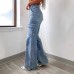 Straight leg jeans women's casual lace up multi pocket functional work pants