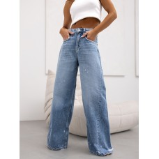 Retro straight leg jeans wide leg pants for women