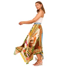 Irregular hem fashionable waist cinching A-line skirt for women