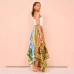 Irregular hem fashionable waist cinching A-line skirt for women