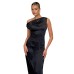 Solid color spicy girl dress sleeveless mid length skirt slim fit women's clothing