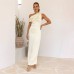 Solid color spicy girl dress sleeveless mid length skirt slim fit women's clothing