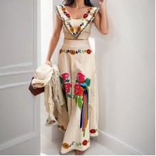 Printed ruffle edge top and half skirt fashion set