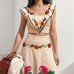 Printed ruffle edge top and half skirt fashion set