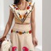 Printed ruffle edge top and half skirt fashion set