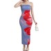 Slimming floral strapless printed dress for women