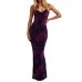 Printed strap waist cinching sexy bag buttocks long suspender dress for women