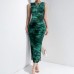 Sleeveless slit sexy printed fashionable dress