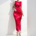 Sleeveless slit sexy printed fashionable dress