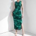 Sleeveless slit sexy printed fashionable dress