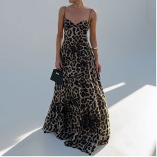 Fashion leopard print camisole dress for women