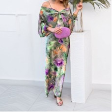 Printed tie dye long sleeved beach sling set