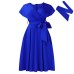 Fashionable V-neck Tie Elegant Plus Size Export European and American Dress