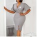 Lantern Sleeve Summer V-neck Fashionable Bodycon Slit European and American Dress