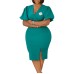 Lantern Sleeve Summer V-neck Fashionable Bodycon Slit European and American Dress