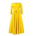 Fashionable temperament, solid color, large swing, lace up dress