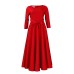 Fashionable temperament, solid color, large swing, lace up dress