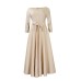 Fashionable temperament, solid color, large swing, lace up dress