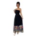 Sexy Floral Embroidered Strapless Long Dress for Women