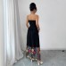 Sexy Floral Embroidered Strapless Long Dress for Women