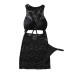 Lace two-piece fashionable hollow out backless see through suspender dress
