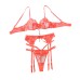 Embroidered mesh perspective sexy gathering lingerie three piece set