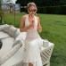European and American Style Women's Fashionable Elegant French Sexy Solid Color High-Waisted Slim Strapless Dress