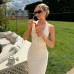European and American Style Women's Fashionable Elegant French Sexy Solid Color High-Waisted Slim Strapless Dress