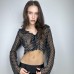 European and American Women's Fashion Sexy Transparent Polka Dot Print Long Sleeve Elegant Versatile Top