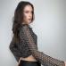 European and American Women's Fashion Sexy Transparent Polka Dot Print Long Sleeve Elegant Versatile Top