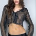 European and American Women's Fashion Sexy Transparent Polka Dot Print Long Sleeve Elegant Versatile Top