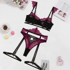 Fashion lace splicing mesh collision erotic fun four piece set for women