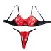 Female Embroidered Sexy Underwear Red Valentine's Day Set with Steel Hoop Gathering Sexy Bra