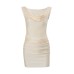 Sexy Layered Collar Fitted Pleated Solid Color Elegant Bodycon Dress for Women