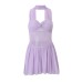 European and American Style Women's Pure Color Sexy Fitted Backless Mesh Scarf Collar Strapless Dress