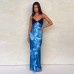 European and American Women's Fashion Sexy Strapless Printed Slim Fitted Elegant Dress