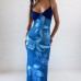 European and American Women's Fashion Sexy Strapless Printed Slim Fitted Elegant Dress