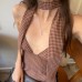 European and American Style Women's Fashionable Sexy Plaid Ribbon Slim Fit Versatile Strapless Camisole Top