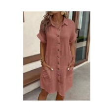 Fashionable and Elegant Commuting Notch Collar Pocket Shirt Dress Fashionable and Elegant Commuting Notch Collar Pocket Shirt Dress