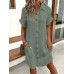 Fashionable and Elegant Commuting Notch Collar Pocket Shirt Dress
