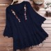 Spliced lace V-neck loose fitting women's top