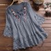 Spliced lace V-neck loose fitting women's top