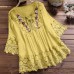 Spliced lace V-neck loose fitting women's top