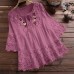Spliced lace V-neck loose fitting women's top