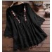 Spliced lace V-neck loose fitting women's top