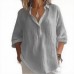 Solid Color Casual Loose Plus Size V-Neck Long Sleeve Women's Top Blouse