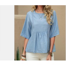 European and American lace hollow women's casual solid color top