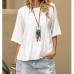 European and American lace hollow women's casual solid color top