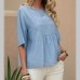 European and American lace hollow women's casual solid color top